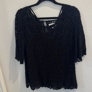 Velvet by Graham & Spencer Black Crochet Blouse. Size Medium.